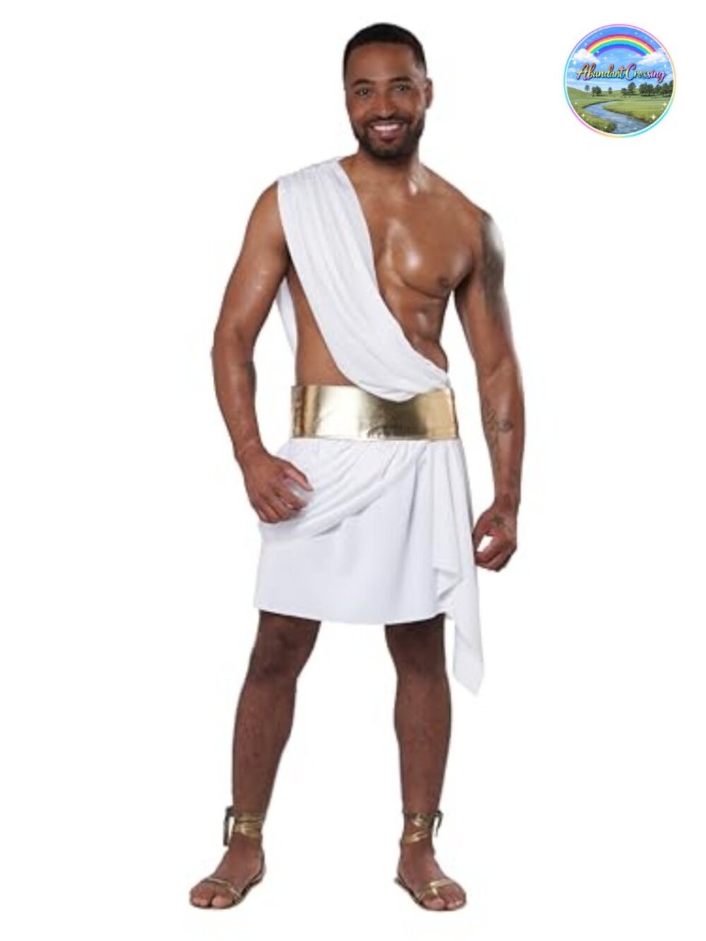 Men's Toga God Costume S/M Skirt with Waist Drape & Shoulder Drape